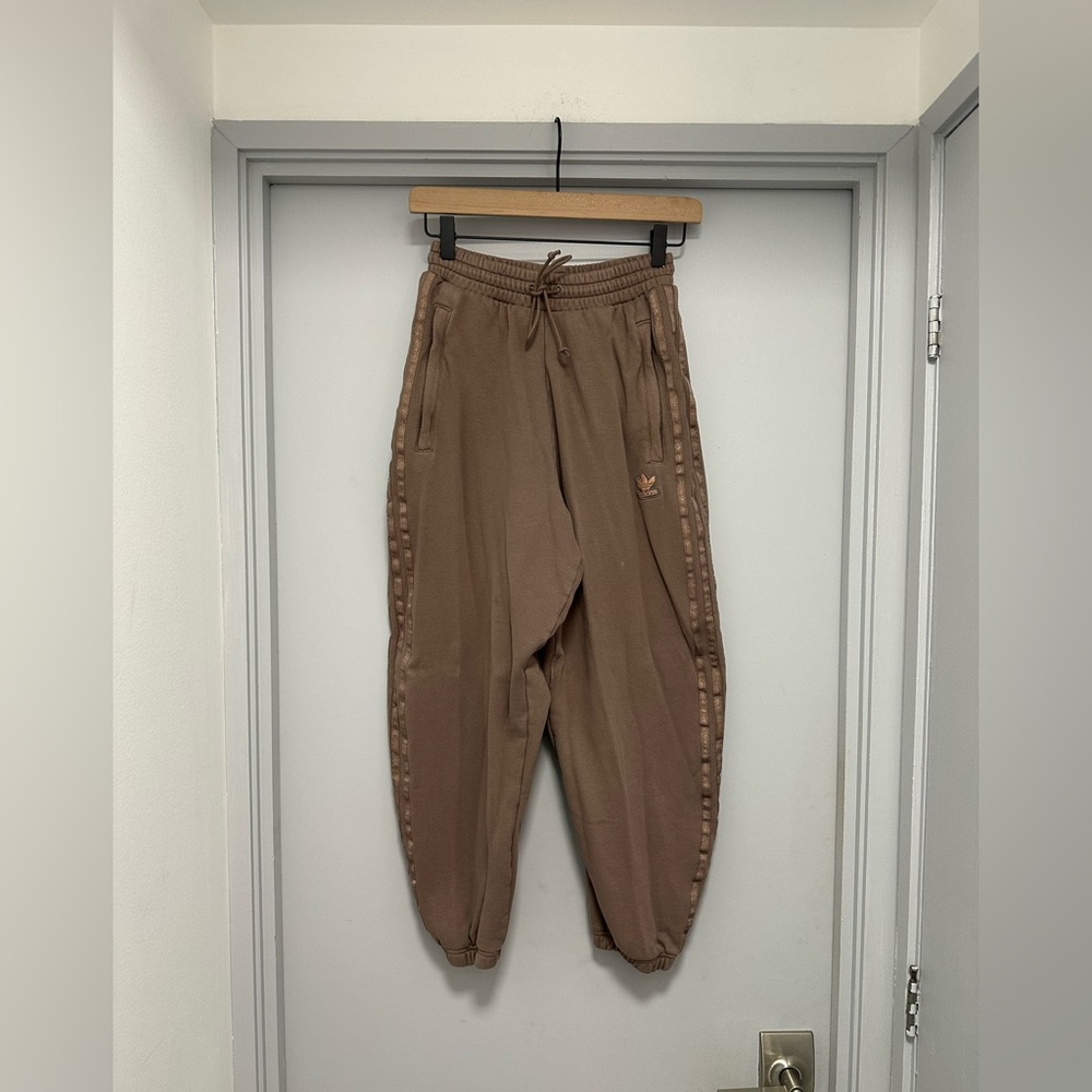 Women’s Adidas Taupe Joggers with Metallic Logo